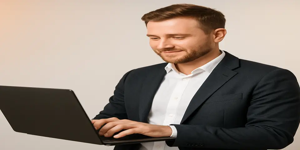 Professional using laptop to explore Brisbane IT solutions