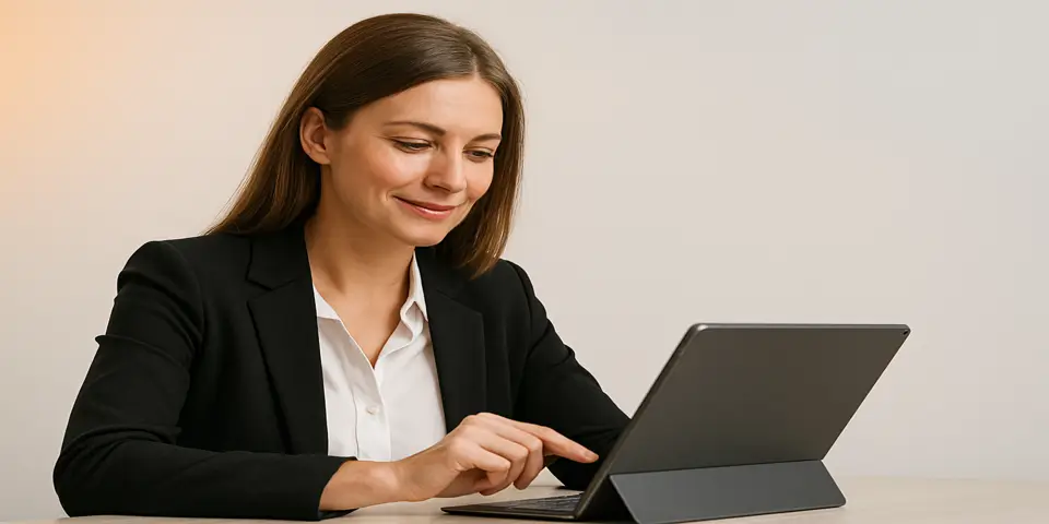 Travel manager using laptop with IT dashboards for growth