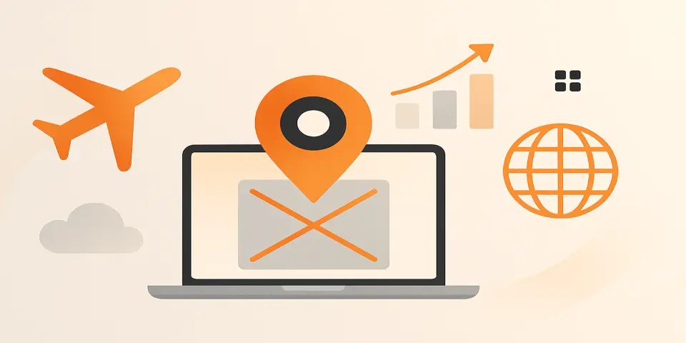 Abstract icons representing travel industry IT transformation