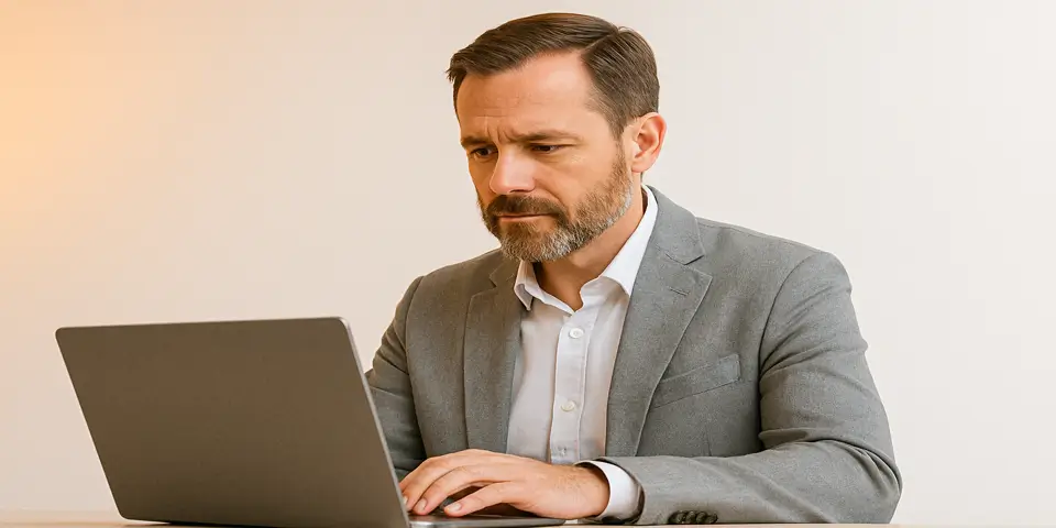 Professional using laptop to explore IT solutions for enterprise growth