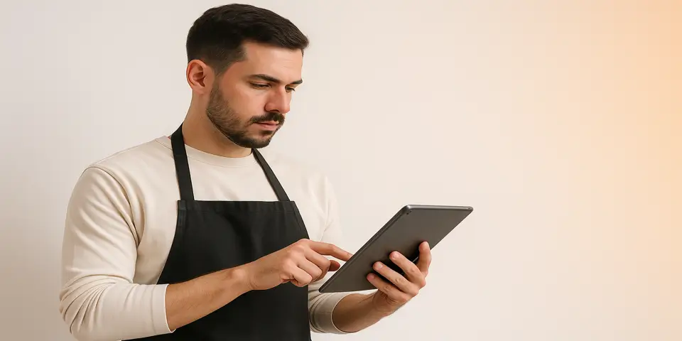 Professional using laptop to analyze food and beverage data