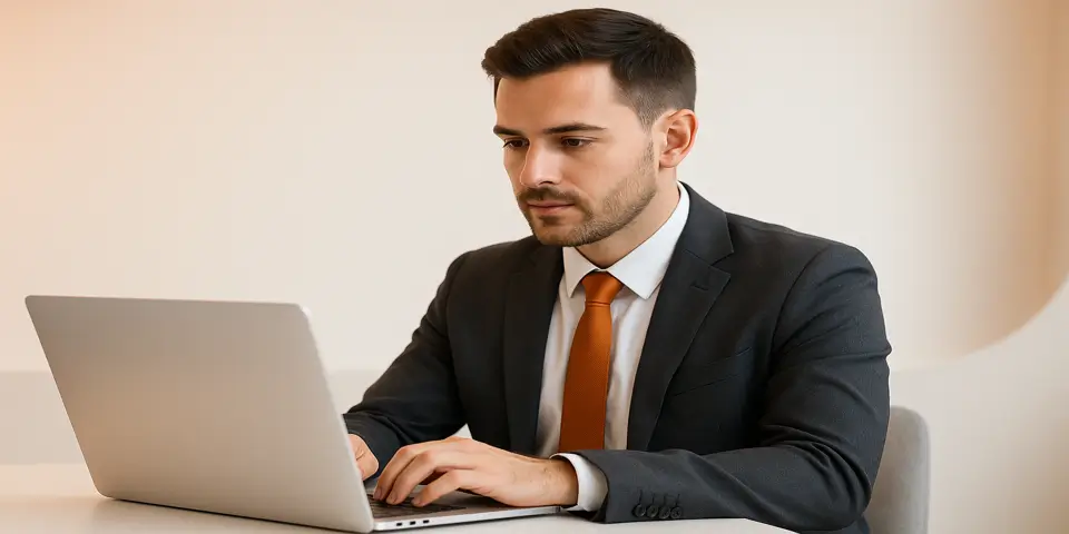 Professional using laptop to explore innovative IT solutions
