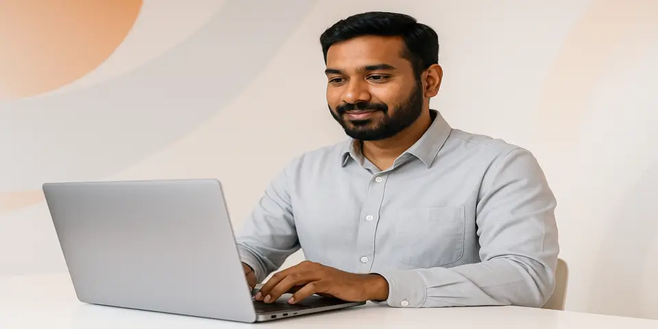 Professional using laptop to apply IT growth strategies