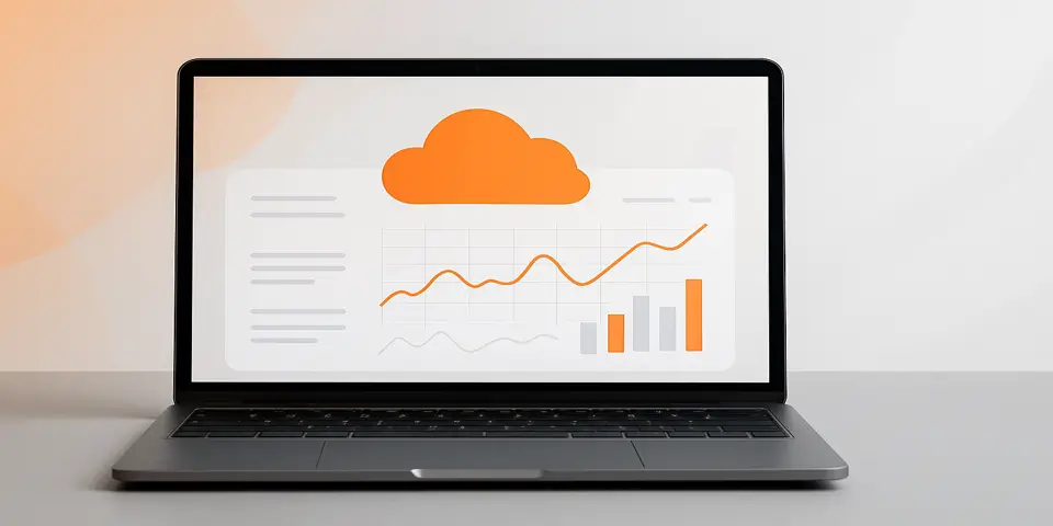 Laptop screen displaying SaaS performance dashboards