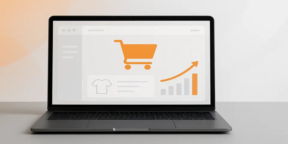 Laptop screen showing e-commerce IT dashboards and analytics