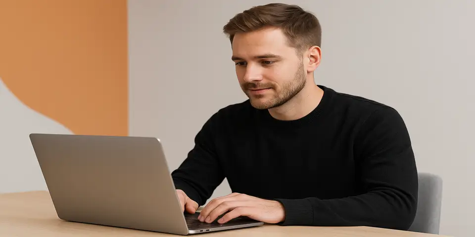Business professional analyzing e-commerce data on a laptop.