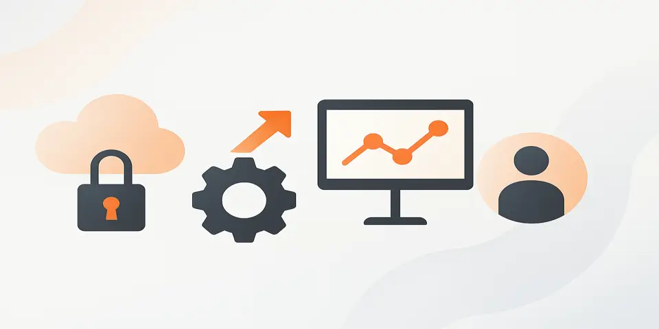 Abstract gradient background symbolizing digital transformation and innovation.