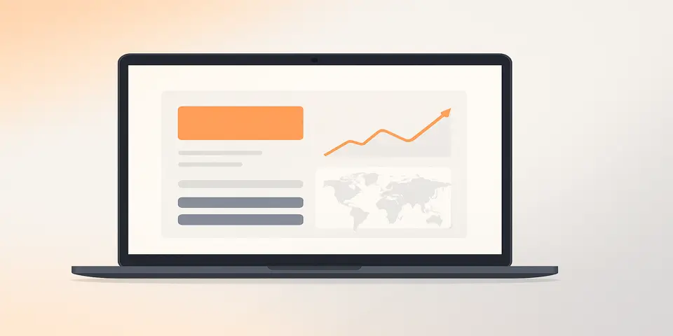 Laptop displaying analytics dashboard for IT-driven corporate services.