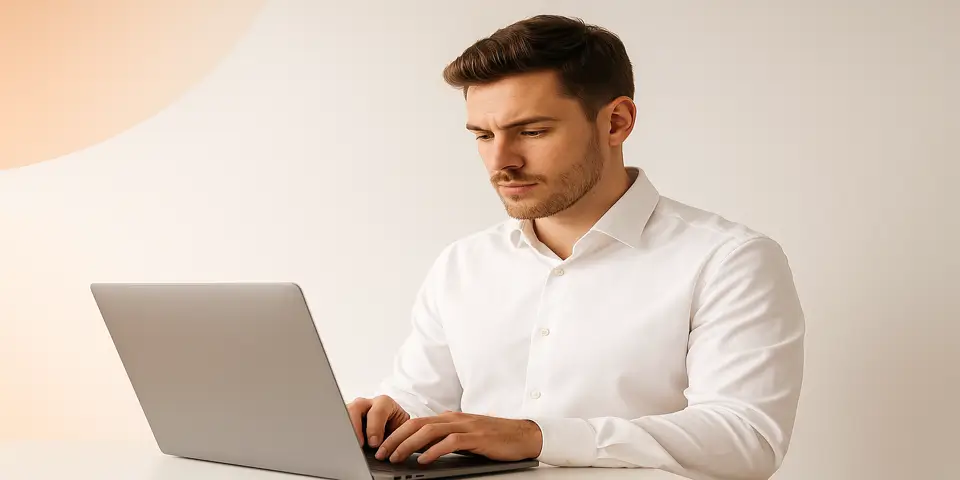 Business consultant analyzing IT trends on a futuristic dashboard.