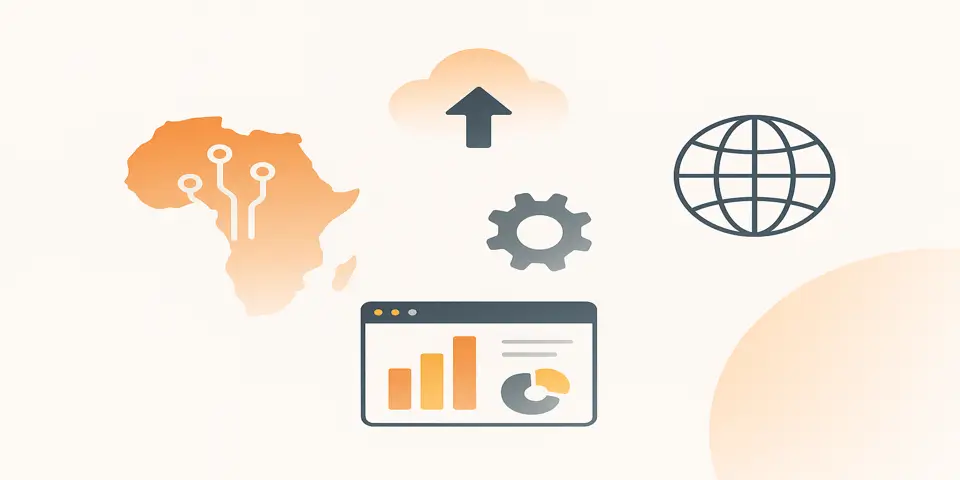 Futuristic digital network representing IT connectivity and growth in Africa.