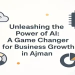 AI-powered business innovation visuals showcasing analytics and growth in Ajman