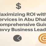 Modern IT solutions design with ROI analytics and business growth icons in Abu Dhabi