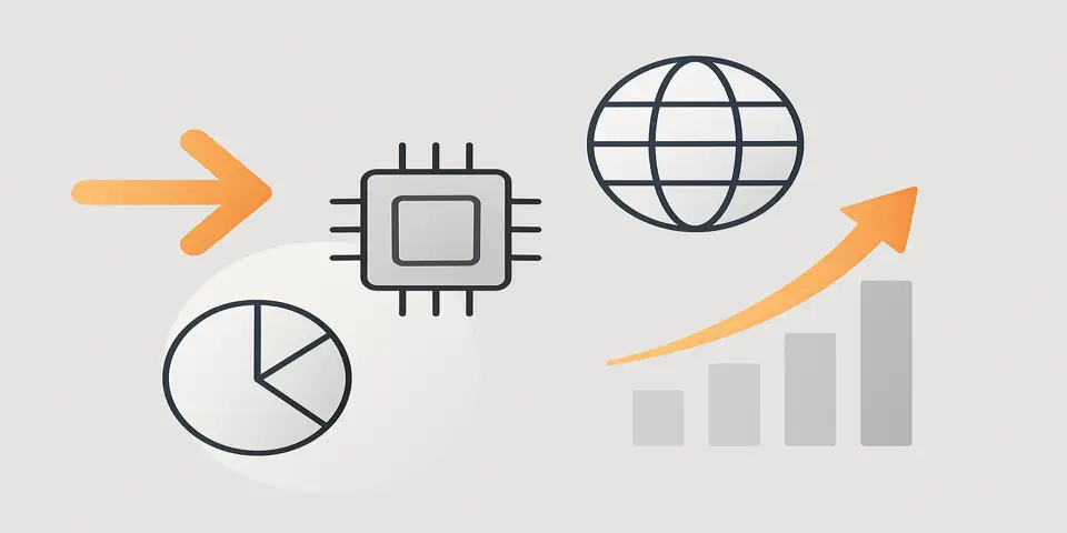 Abstract gradient shapes symbolizing IT innovation and digital transformation