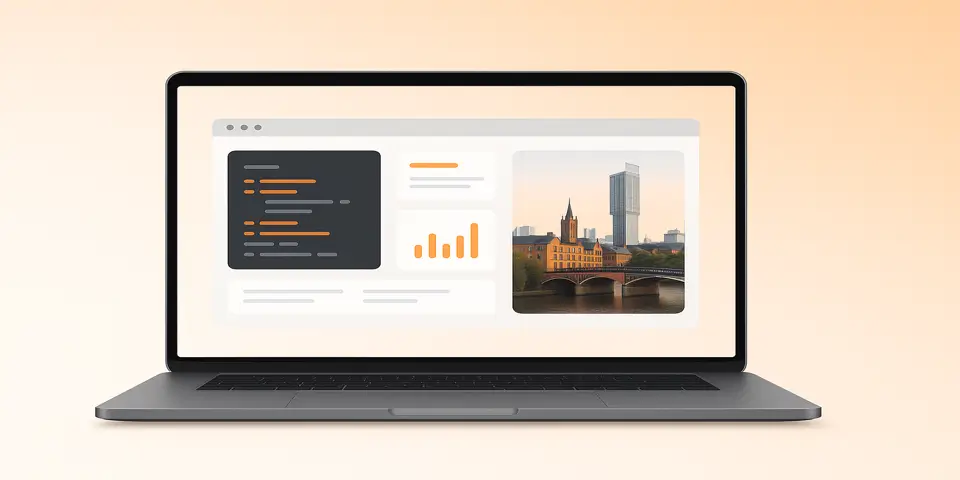 Laptop displaying IT system analytics and network optimization dashboard
