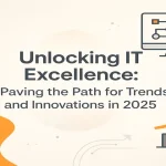 Modern IT excellence design featuring futuristic icons and innovation concepts for 2025