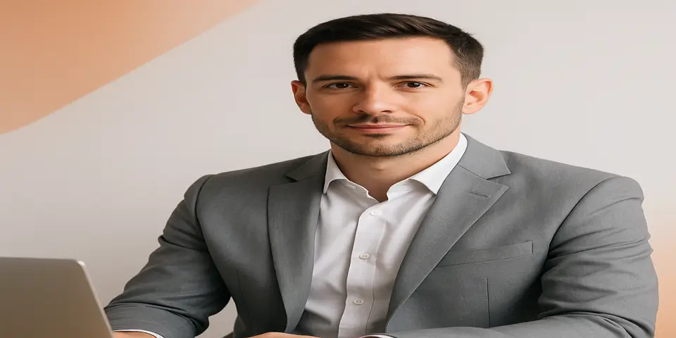 Professional analyzing futuristic IT trends and data insights on a laptop