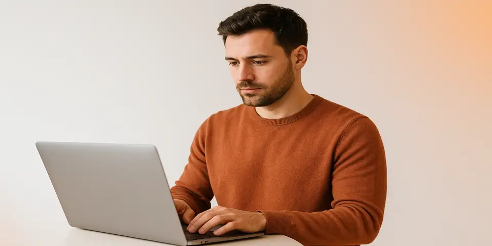 Professional analyzing IT performance on a laptop dashboard.