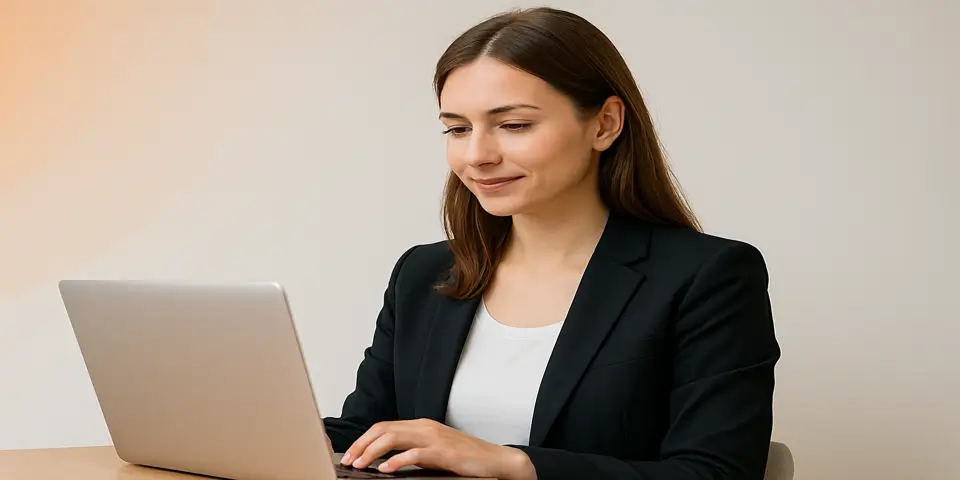 Professional analyzing digital performance metrics on a laptop.