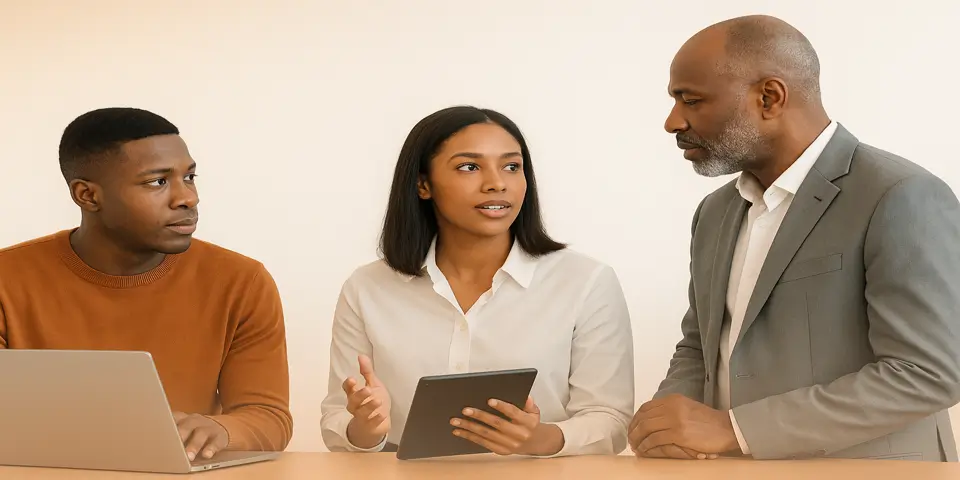 Team of professionals planning IT growth strategies for modern businesses.