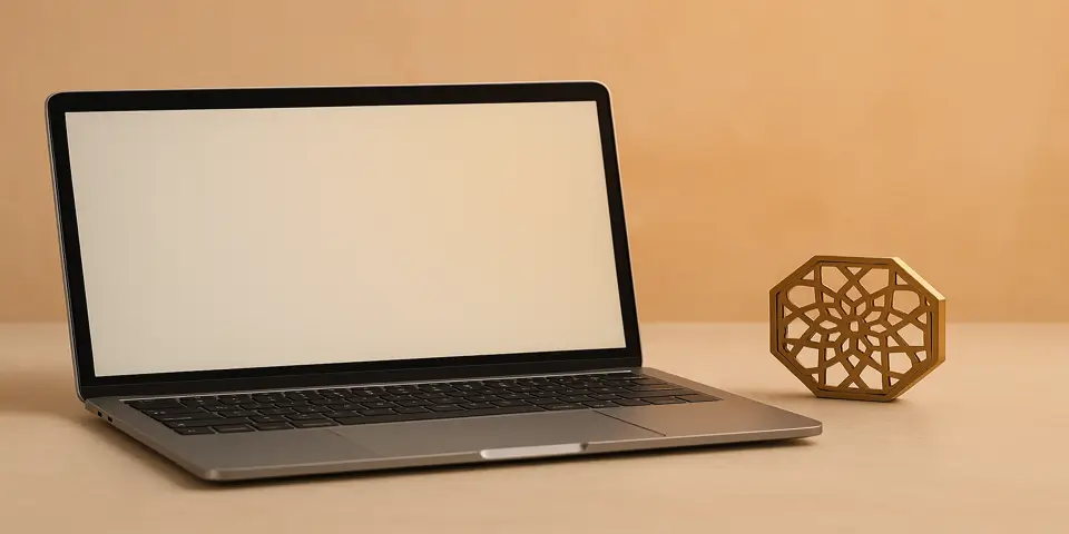 Laptop displaying IT analytics dashboard with business performance graphs.