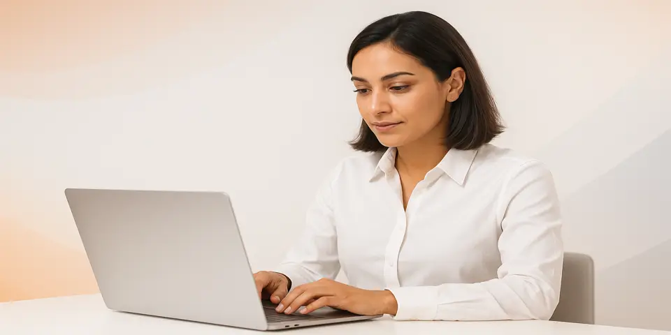 Professional analyzing IT performance data on a digital dashboard.