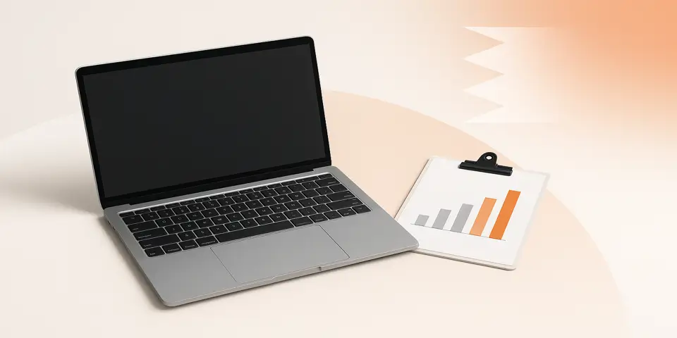 Laptop displaying digital business analytics and performance insights.