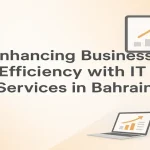 Modern IT visuals showcasing innovation and business efficiency in Bahrain.