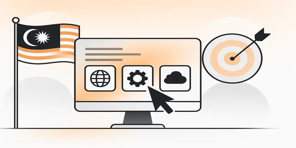 Modern IT infrastructure setup with connected devices and cloud servers.