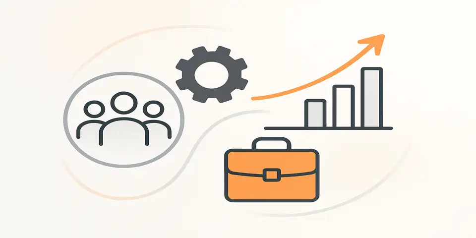 Abstract representation of business scalability through outsourced IT solutions.