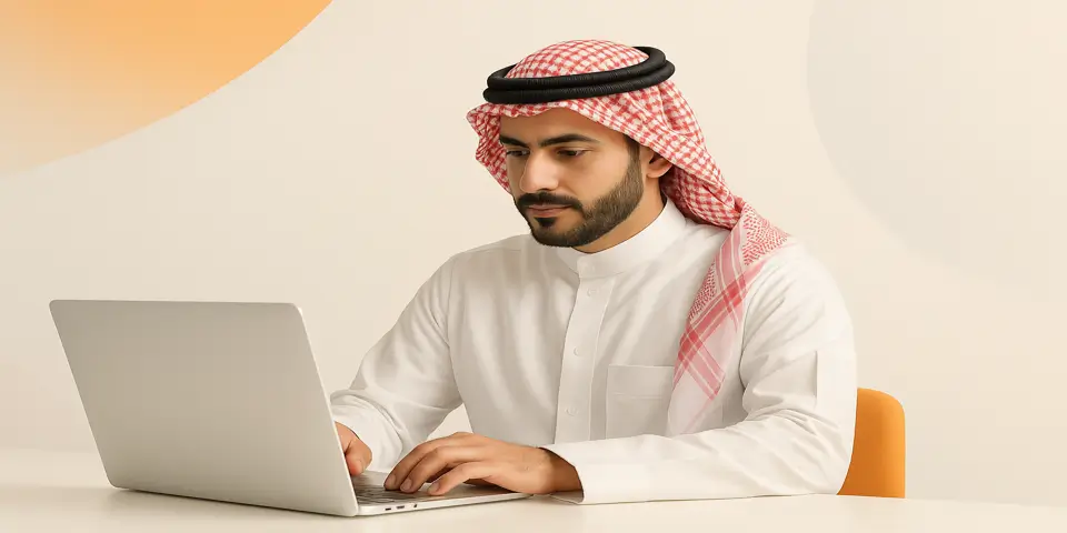 Focused IT expert analyzing business data to enhance digital performance in Saudi Arabia.