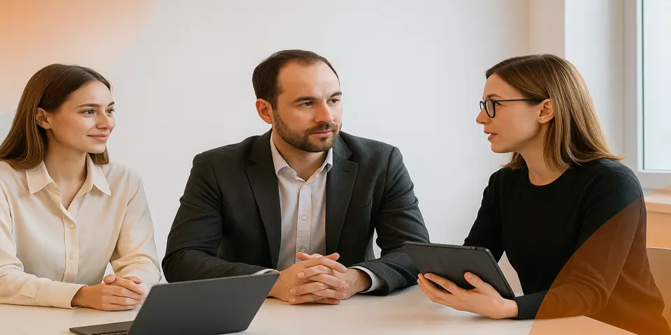 Professional using a laptop to analyze digital business data and insights.