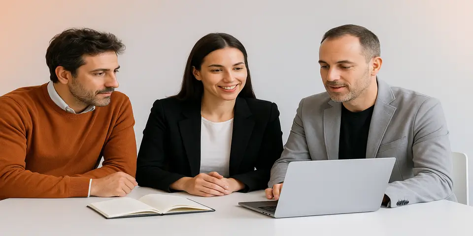 Professionals collaborating on IT strategies for business growth.