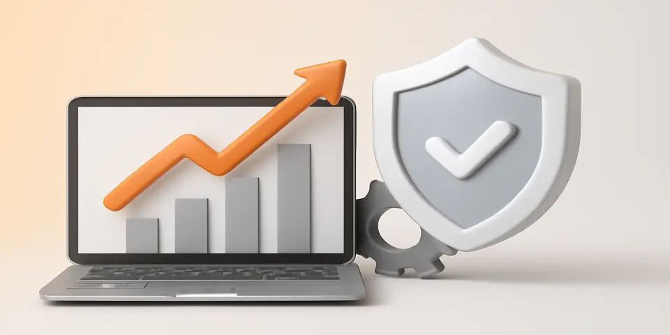 Laptop displaying an advanced IT strategy dashboard for businesses.