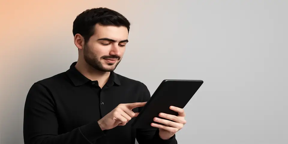 A professional interacting with a laptop to improve business IT strategy.