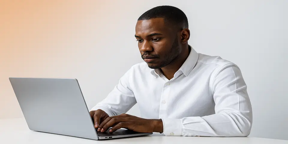 IT expert analyzing business data using a digital dashboard.