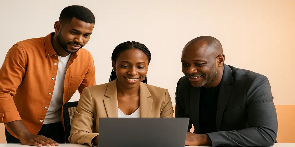 Professionals collaborating on IT strategy to boost business performance.