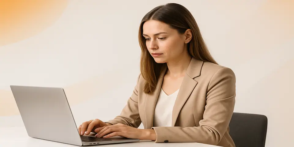 Financial analyst studying data metrics on a digital dashboard.