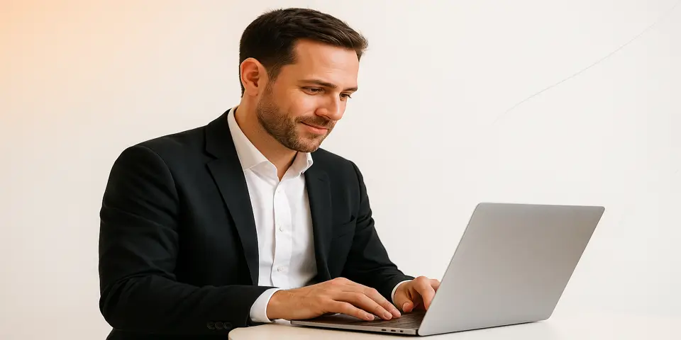 Business leader analyzing digital metrics on a tablet.