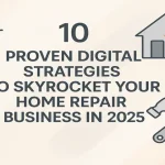 Digital marketing visuals promoting strategies for home repair business growth.