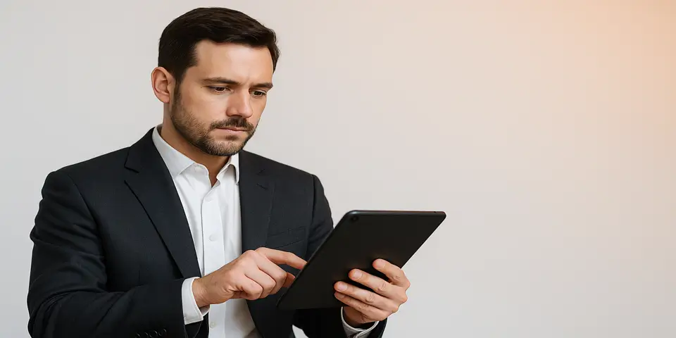 Lawyer using digital tools to manage legal cases online.