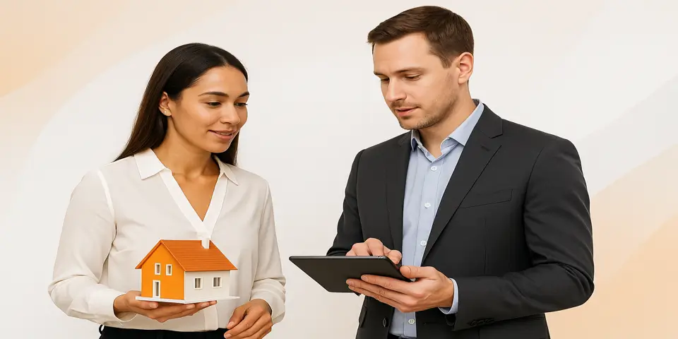 Professionals analyzing real estate marketing analytics on a screen