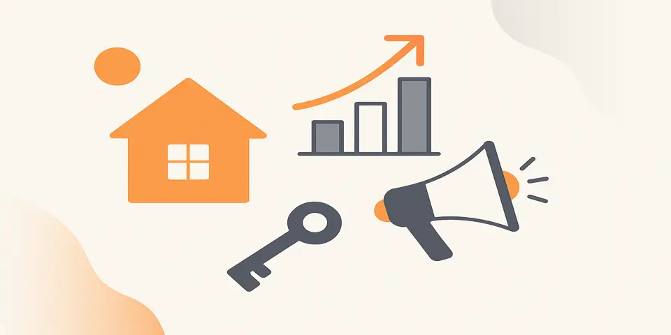 Icons representing online marketing, SEO, and social media concepts
