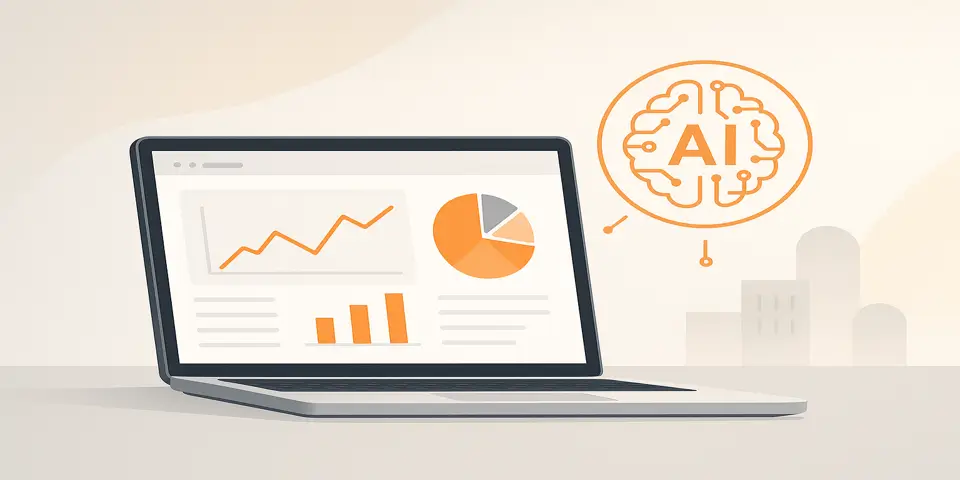 Laptop displaying analytics dashboards for measuring business performance