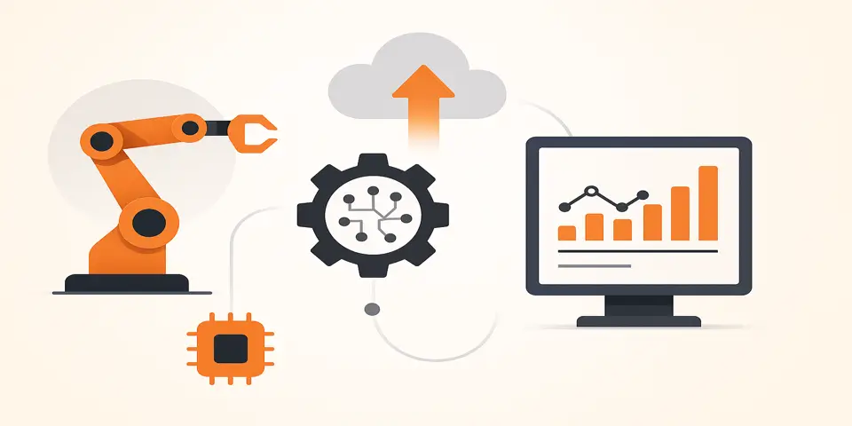 Abstract geometric shapes symbolizing digital transformation in manufacturing