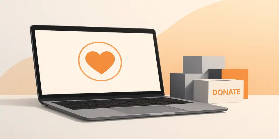 Laptop displaying donation analytics and outreach dashboard