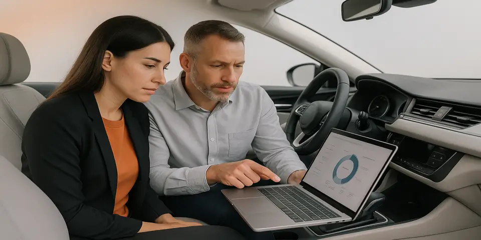 Team of designers collaborating on automotive web technology solutions