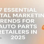 Modern car and digital marketing icons showcasing innovation in the auto parts industry