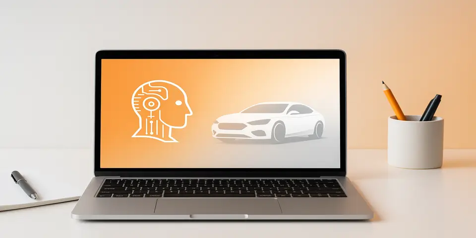Laptop displaying automotive e-commerce analytics dashboard
