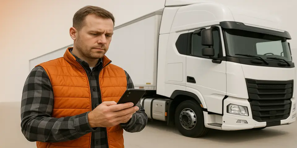 Fleet manager monitoring digital analytics for truck performance