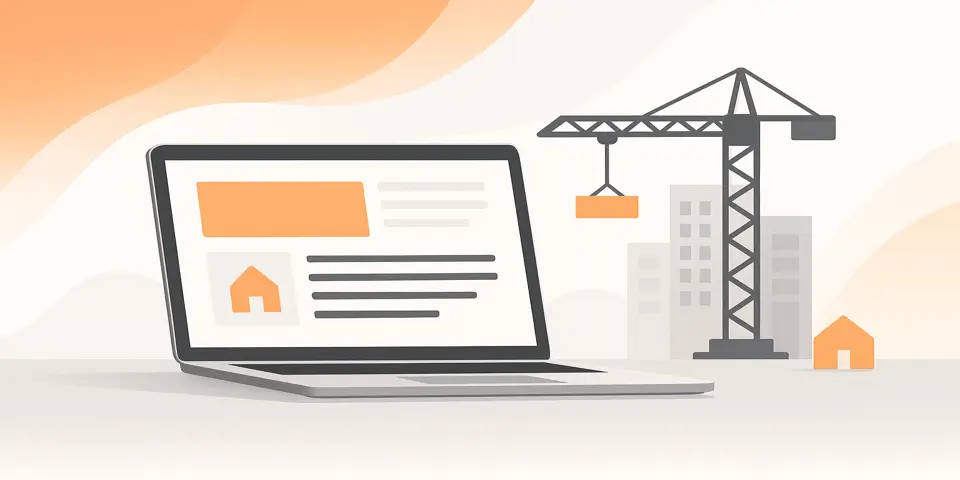 Laptop screen showing construction supplier web analytics dashboard.